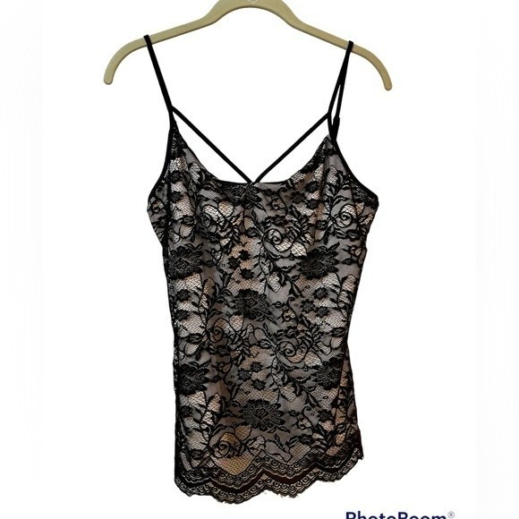 Boston Proper black lace lined camisole size Medium New With Tag - Picture 1 of 7